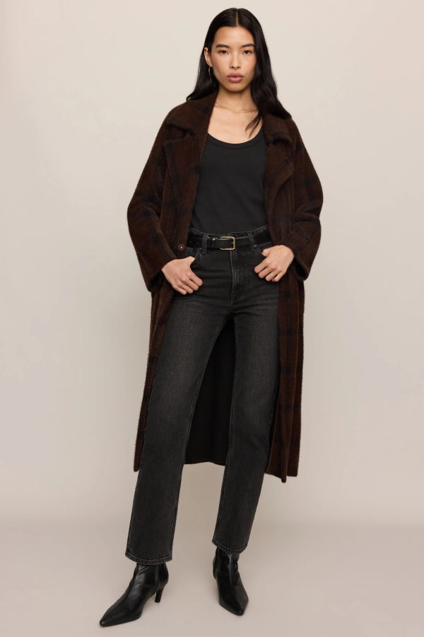 Z Supply Crosby Plaid Cocoon Coat - Dark Chocolate