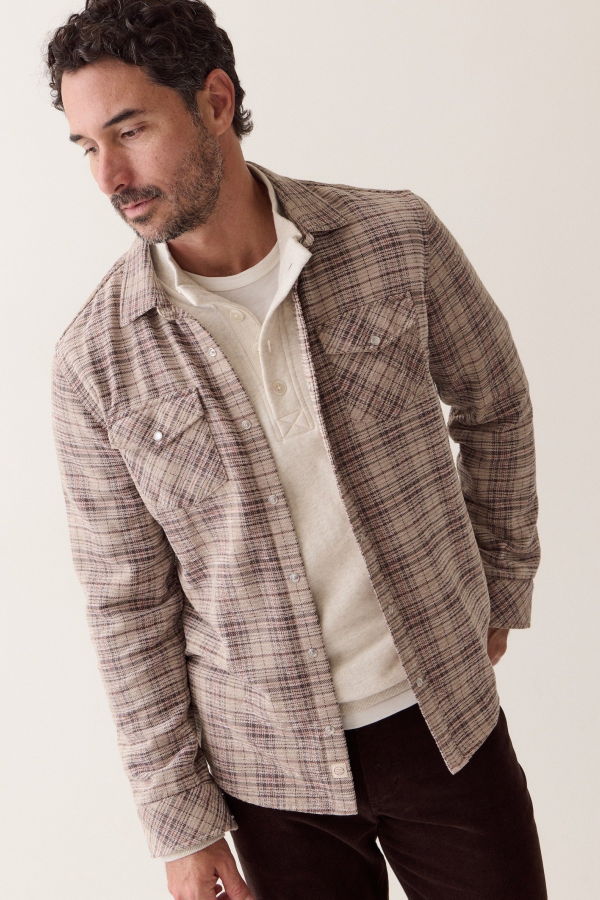 Marine Layer The Clark Corduroy Shirt - Brown Plaid