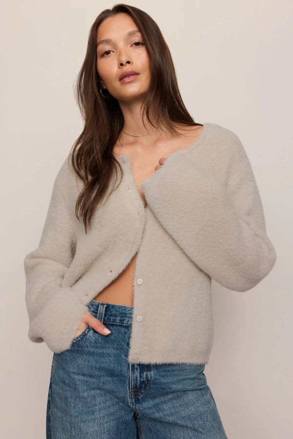 Z Supply Winterglow Fluffy Cardigan - Frosted Pearl
