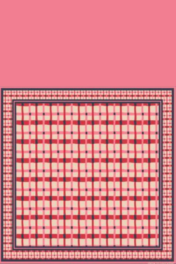 Frances Valentine Lollipop Lattice 100% Silk Square Scarf - Pink/Red/Multi
