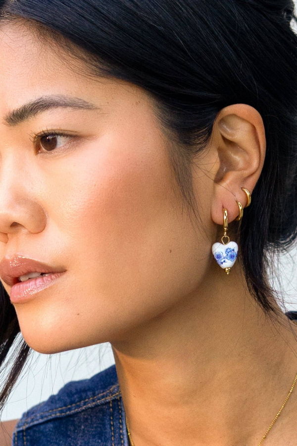 Peter and June Dynasty Hoops - 18K Gold Plated + Ceramic