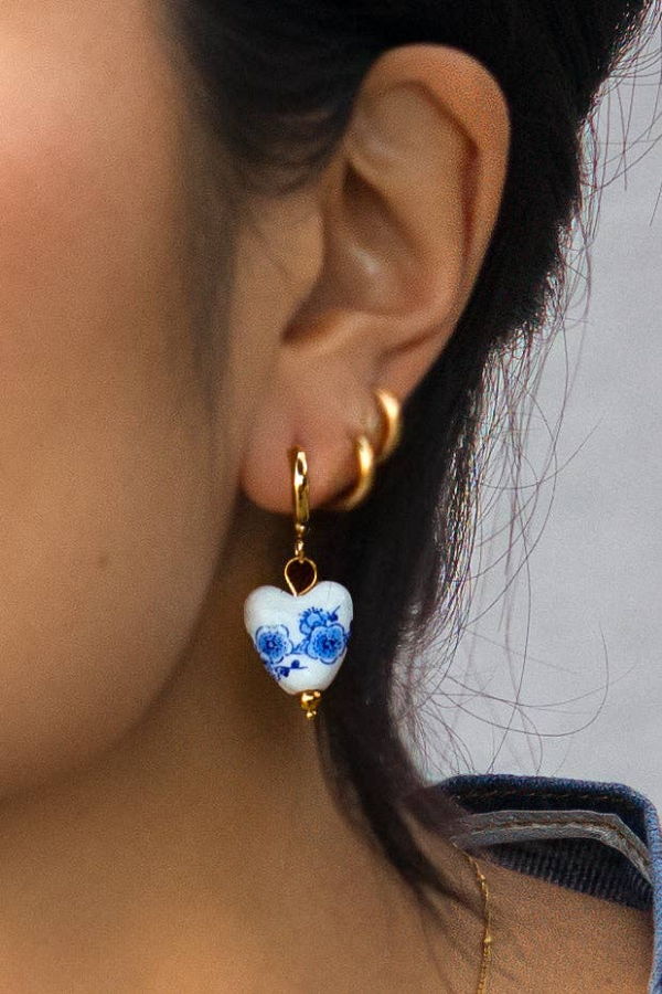 Peter and June Dynasty Hoops - 18K Gold Plated + Ceramic