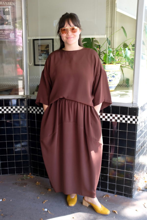 Modern Weaving Elongated Balloon Skirt