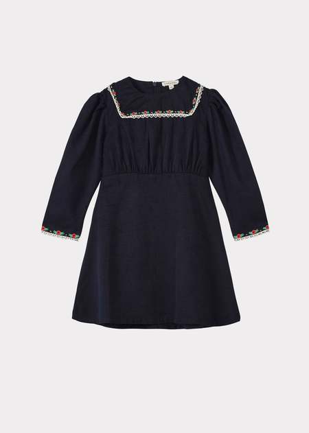 KIDS Caramel Ginger Girl's Dress - White/Navy Check | Garmentory
