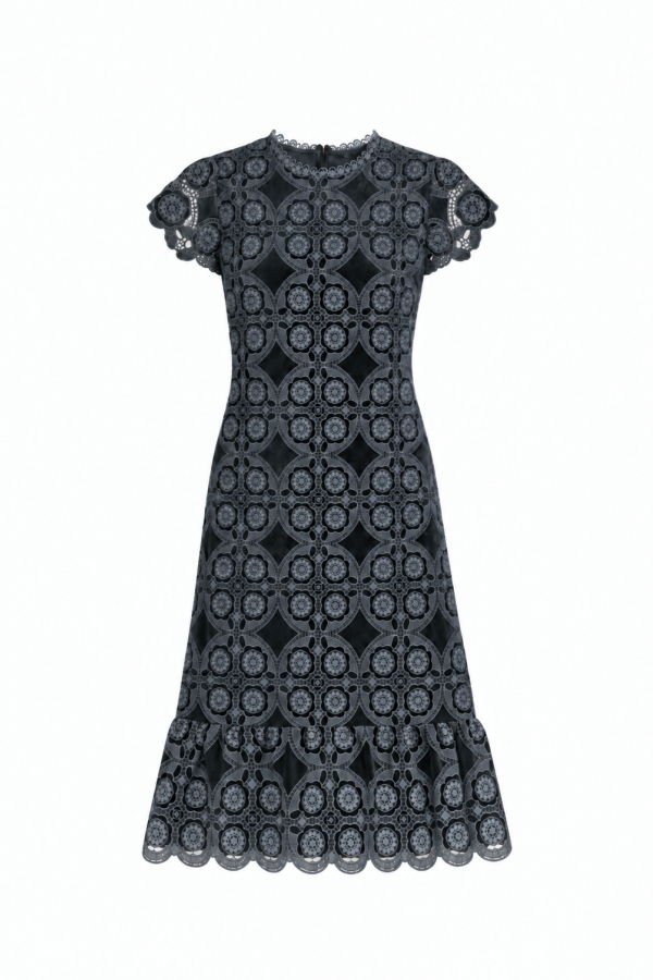 Cartolina Waverly Velvet Lace Midi Dress