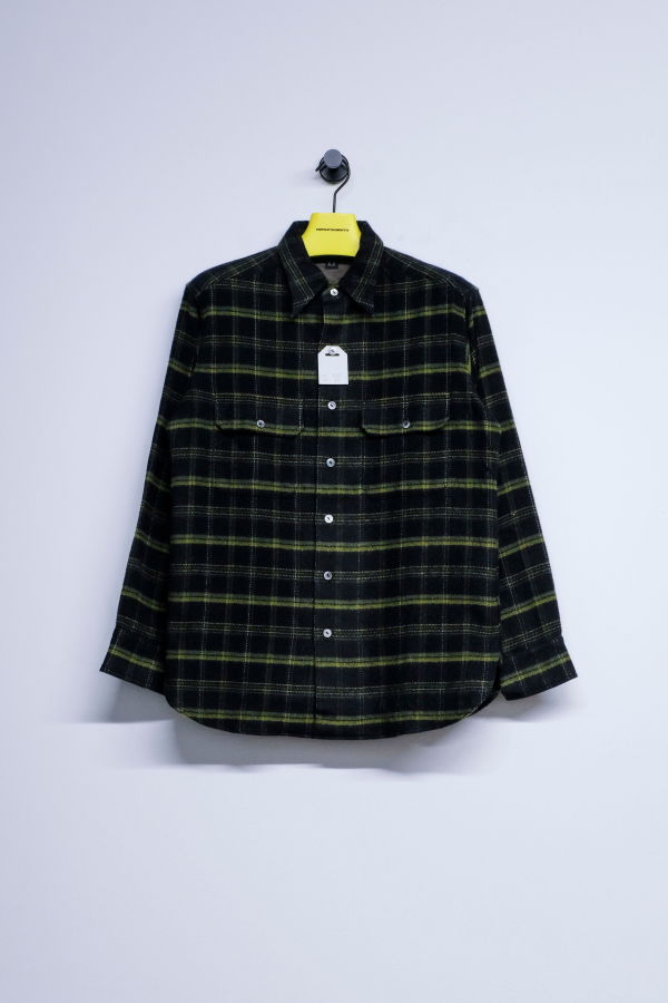 Taiga Takahashi Lot. 122 Plaid Cotton & Alpaca One-Piece Collar Sports Shirt