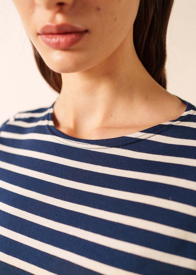 Saint James Etrille II Nautical Striped Tee - Navy/Ecru