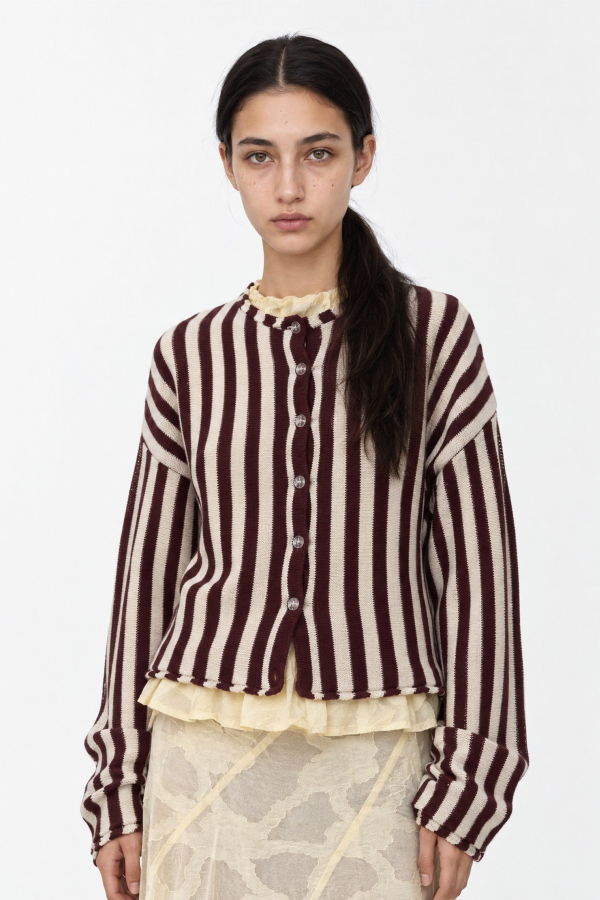 Carmen Says Acorn Stripe Knit Cardigan