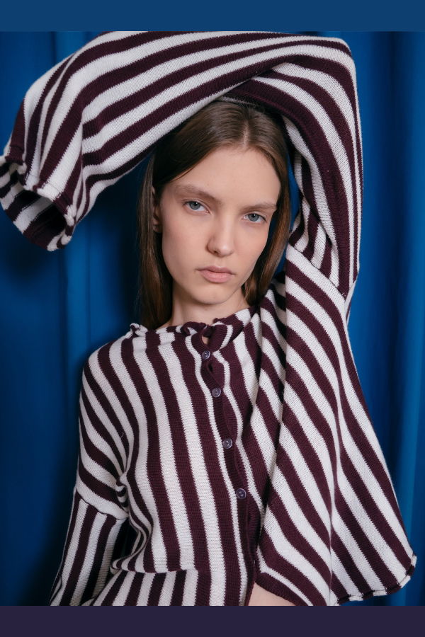 Carmen Says Acorn Stripe Knit Cardigan