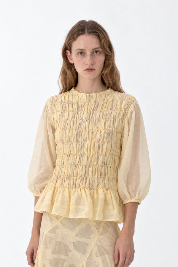 Carmen Says Butter Automne Smocked Peplum Blouse