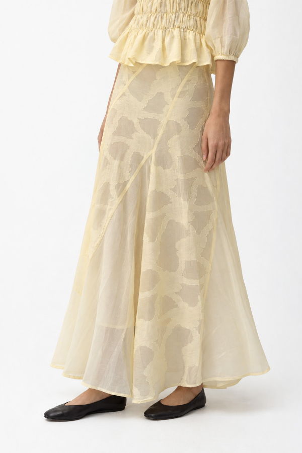 Carmen Says Buttercup Floral Midi Skirt - Butter Yellow