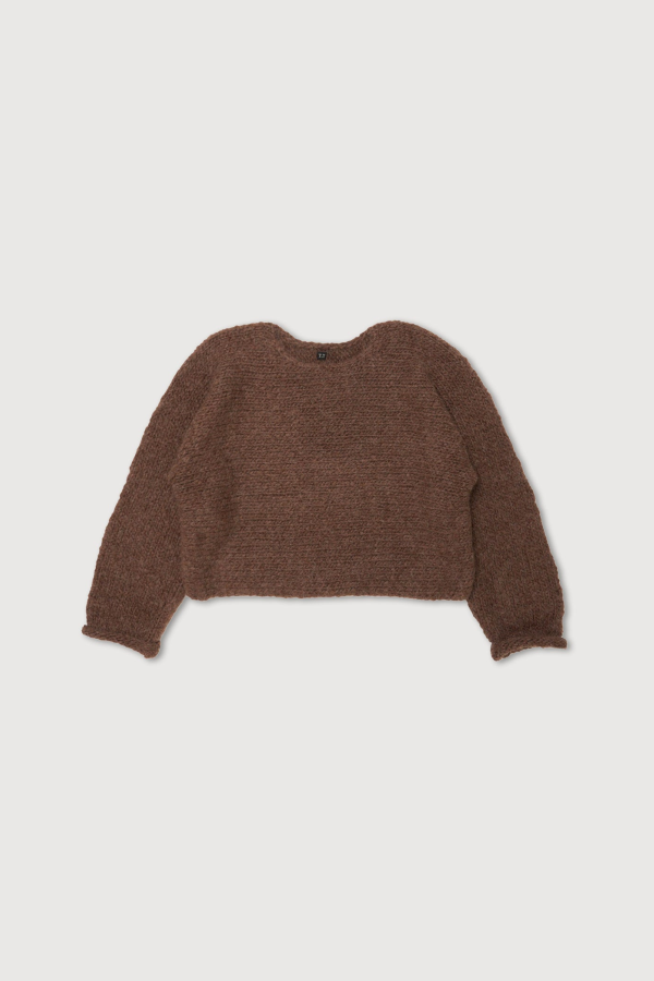 Taiga Takahashi Super Baby Alpaca Hand Knitted Crew Neck Pullover - Melange Brown