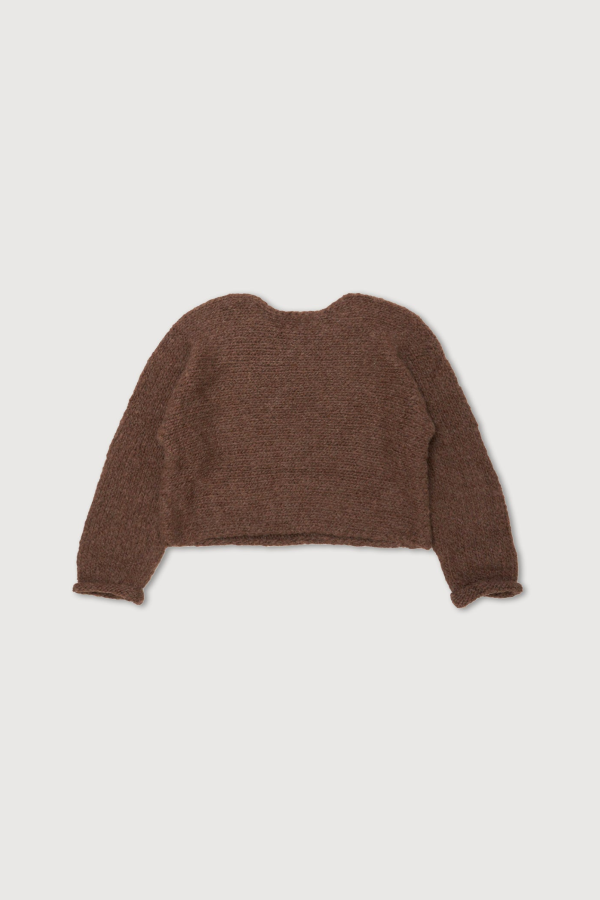 Taiga Takahashi Super Baby Alpaca Hand Knitted Crew Neck Pullover - Melange Brown
