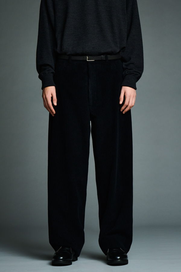 A.Presse Wool Corduroy Wide Trousers - Black