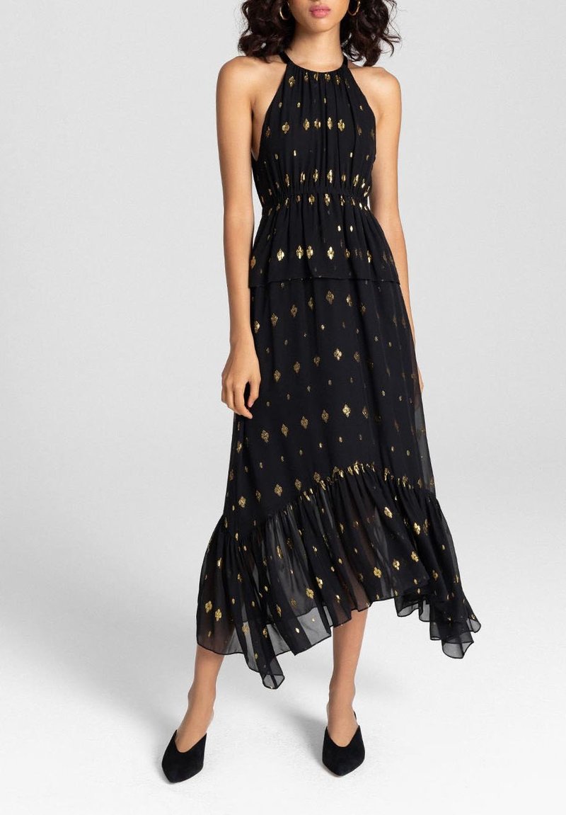 green emerald velvet dress Black Evening Dress with Gold Embellishment – ALBINA DYLA