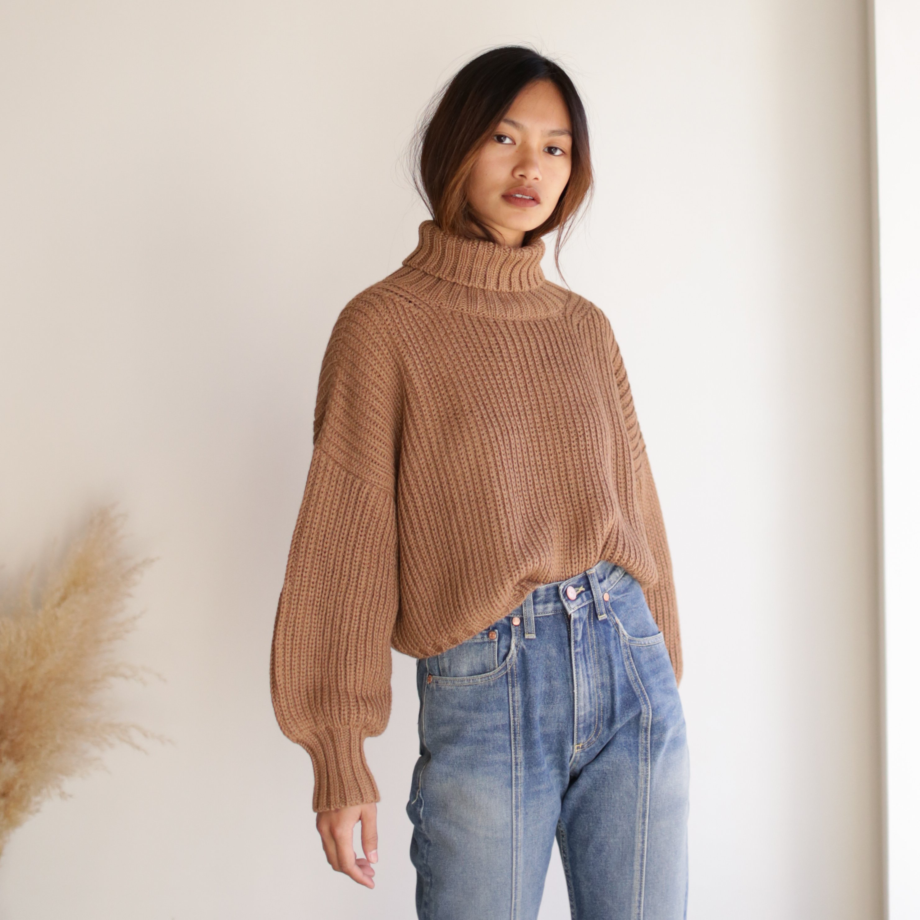 turtleneck camel