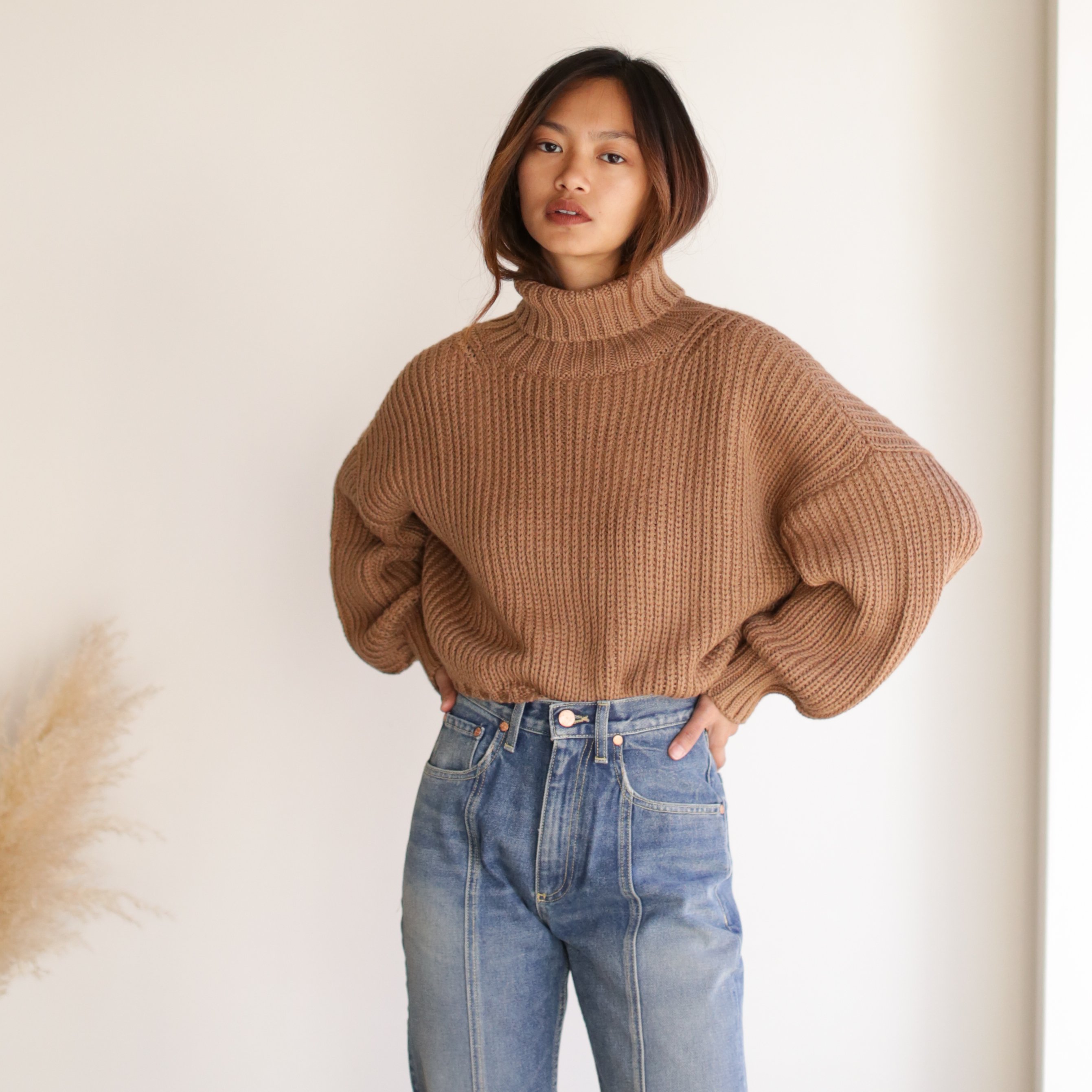 turtleneck camel