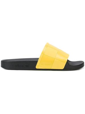 Adidas X Raf Simons Adilette Checkerboard Slides - Black/Yellow | Garmentory