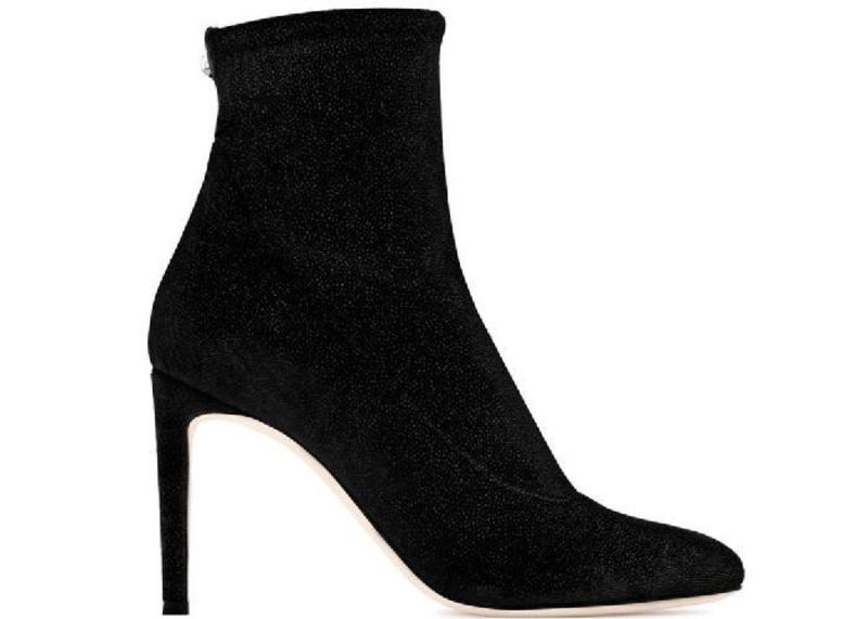 GIUSEPPE ZANOTTI Celeste Glitter Velvet Stretch Bootie - Black