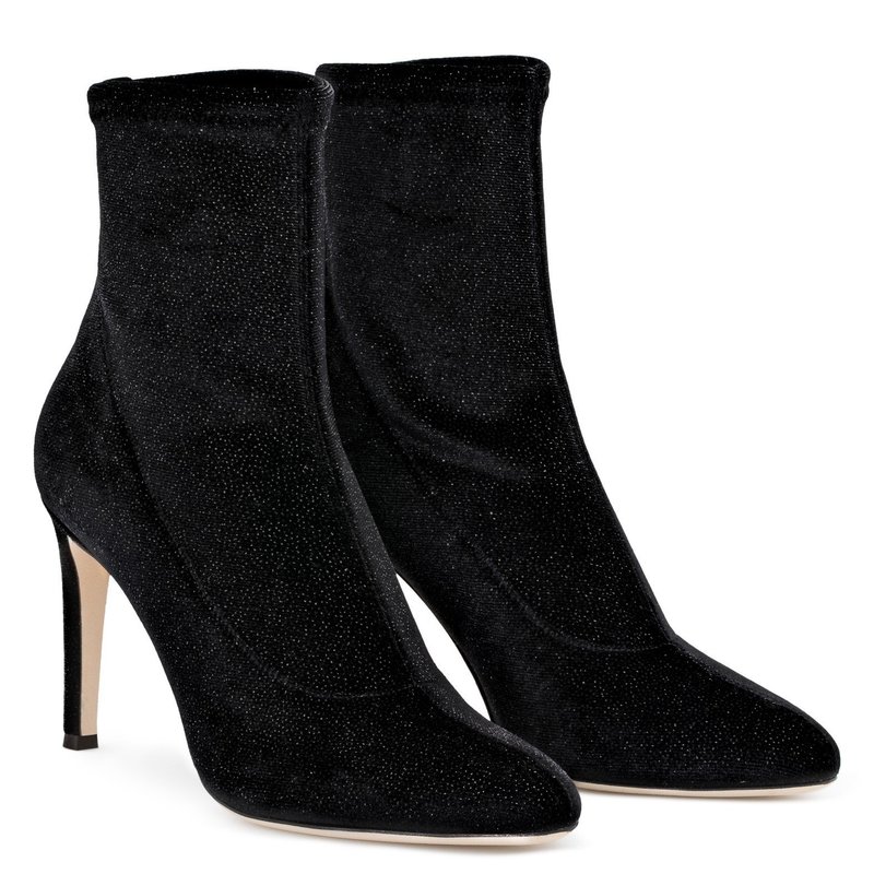 GIUSEPPE ZANOTTI Celeste Glitter Velvet Stretch Bootie - Black