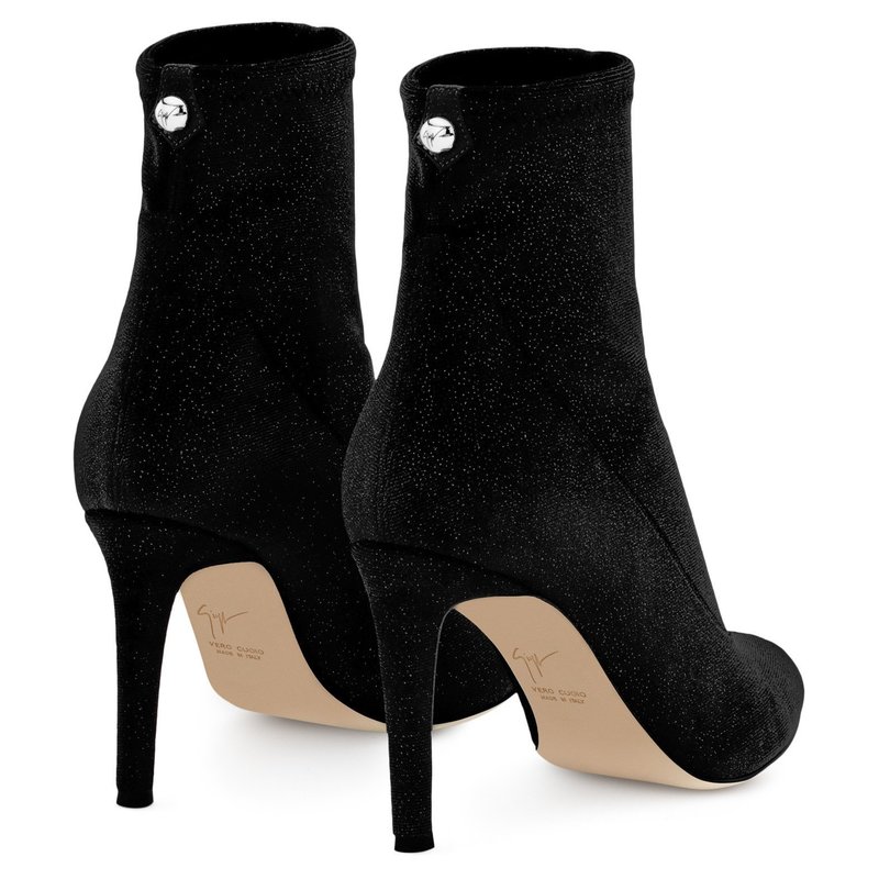 GIUSEPPE ZANOTTI Celeste Glitter Velvet Stretch Bootie - Black