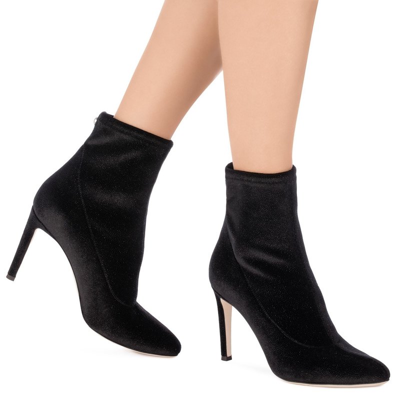 GIUSEPPE ZANOTTI Celeste Glitter Velvet Stretch Bootie - Black