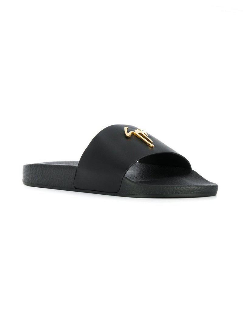 Giuseppe Zanotti Logo Plaque Slides - Black