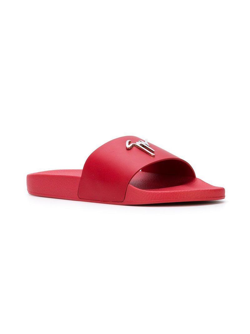 サンダル・ミュール GIUSEPPE ZANOTTI SS22 SLIDE SANDALS WITH LOGO (RS20032_001) Giuseppe Zanotti Logo Print Slides - White | Garmentory