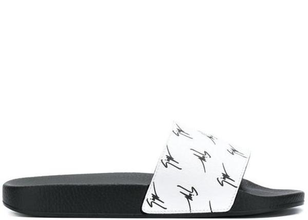 Giuseppe Zanotti Logo Print Slides - White | Garmentory