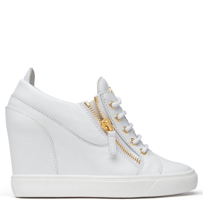 GIUSEPPE ZANOTTI Lorenz Zip-Front Wedge Sneaker - White