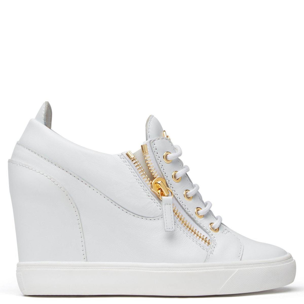 GIUSEPPE ZANOTTI Lorenz Zip-Front Wedge Sneaker - White - Image 3 of 5