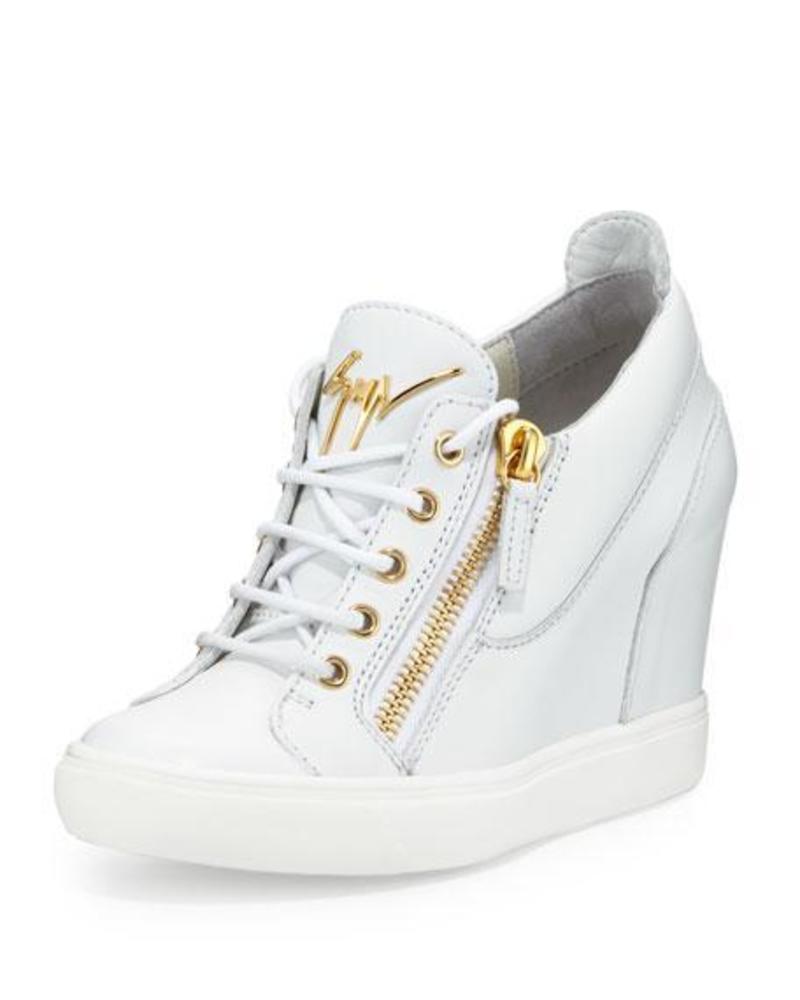 GIUSEPPE ZANOTTI Lorenz Zip-Front Wedge Sneaker - White