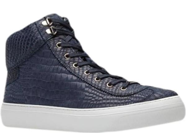 Jimmy Choo Argyle Croc Print Nubuck High Top Trainer - Navy  display picture 2