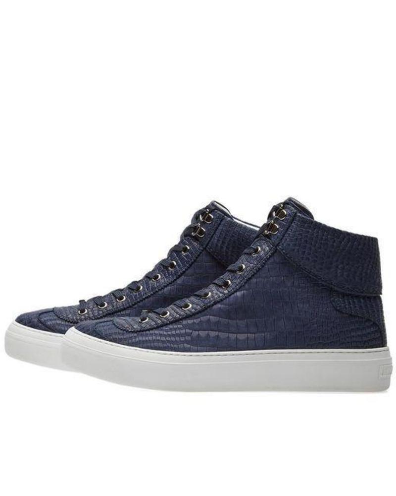 Jimmy Choo Argyle Croc Print Nubuck High Top Trainer - Navy  display picture 3