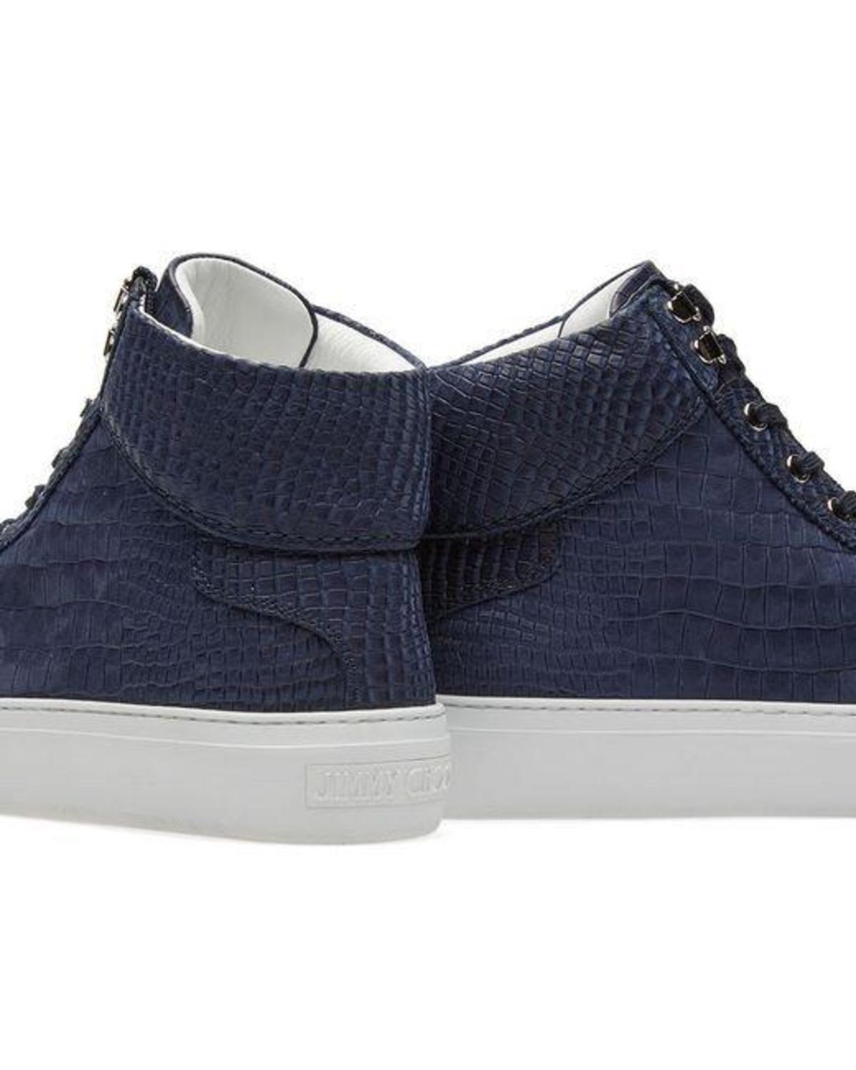 JIMMY CHOO Alaric Uniform Blue Croc Printed Jimmy Choo Argyle Croc Print Nubuck High Top Trainer - Navy  main image 4