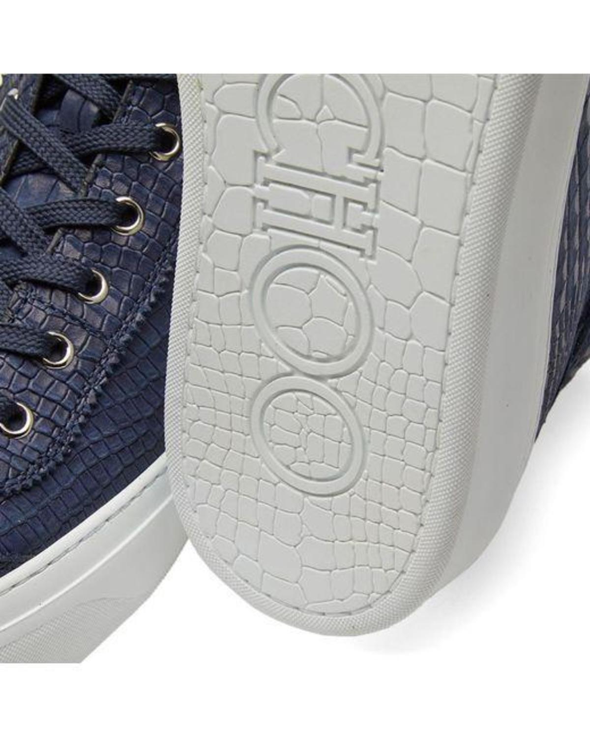 Jimmy Choo Argyle Croc Print Nubuck High Top Trainer - Navy 