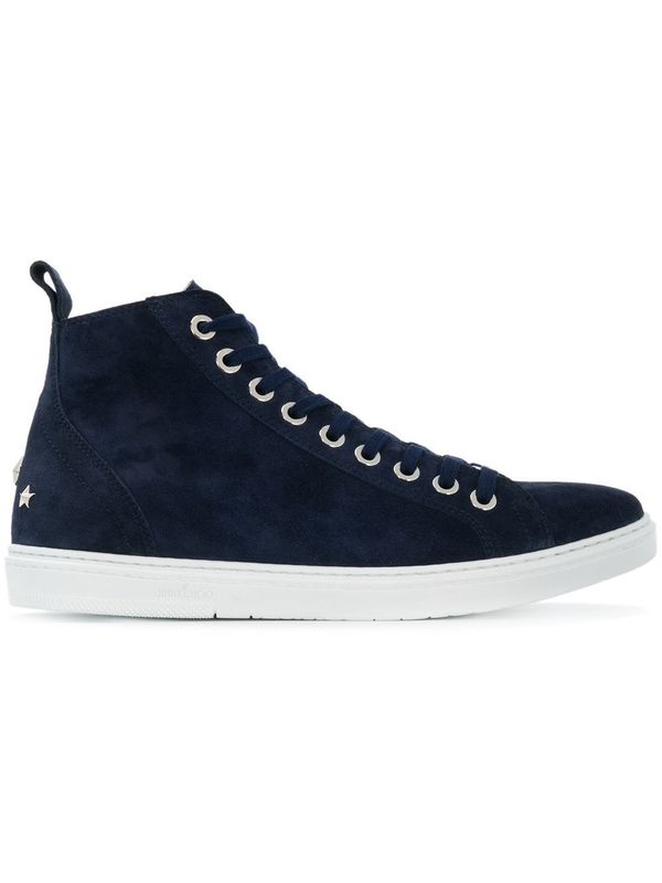 Jimmy Choo Colt High Top Trainer - Suede Navy | Garmentory