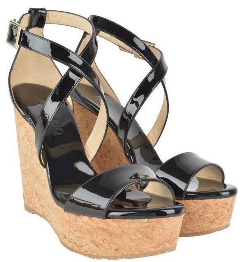 Jimmy Choo Portia 120 Wedge Sandals - Black | Garmentory