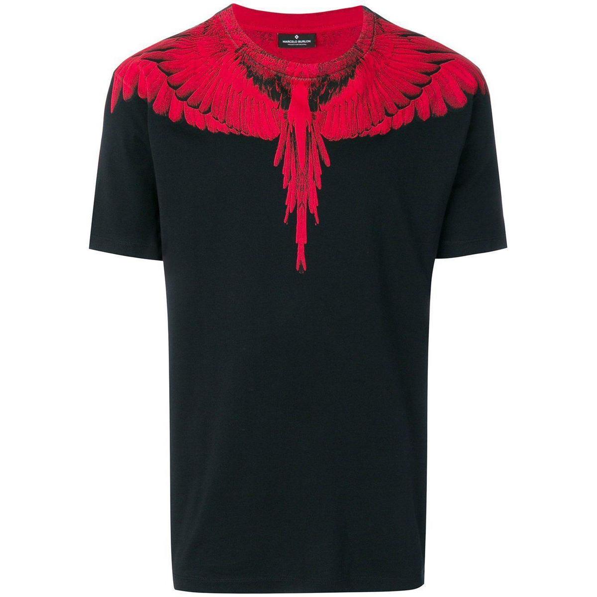 MARCELO BURLON Double Wings T-shirt, Black/ Red | Garmentory