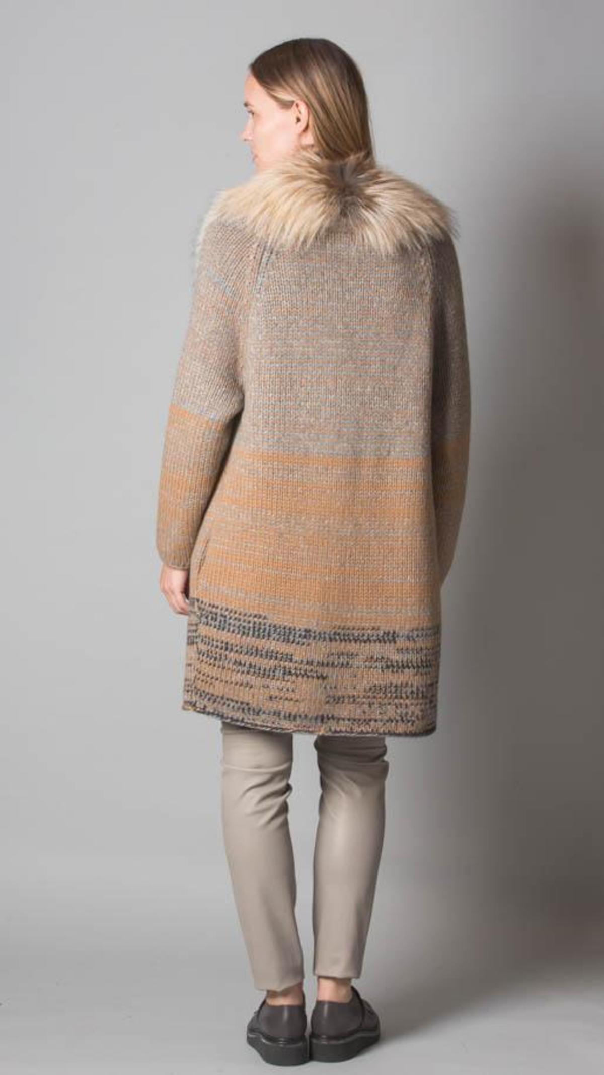 Fabiana Filippi  Cashmere Cardigan with Removable Genuine Fox Fur Collar - Tricolor - Image 3 of 3