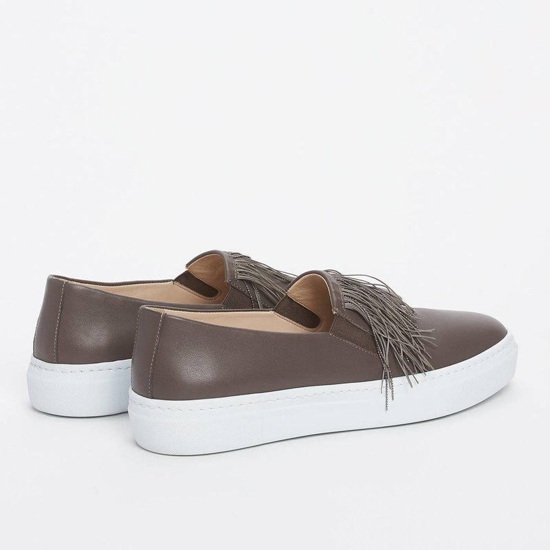 Fabiana Filippi Dora Leather Slip-on Shoes - Dove Gray
