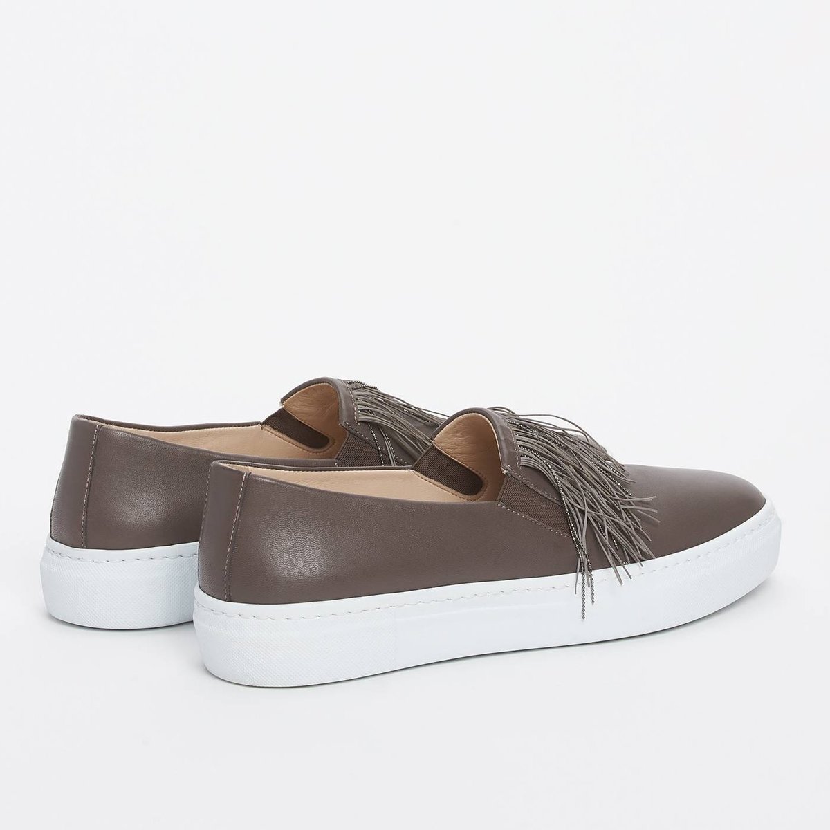 Fabiana Filippi Dora Leather Slip-on Shoes - Dove Gray - Image 3 of 4