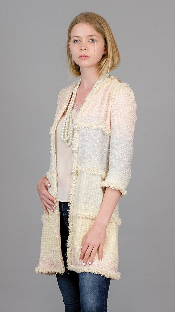EDWARD ACHOUR PARIS レースジャケット ベージュ Edward Achour Paris Mid Length Coat with Pearls | Garmentory