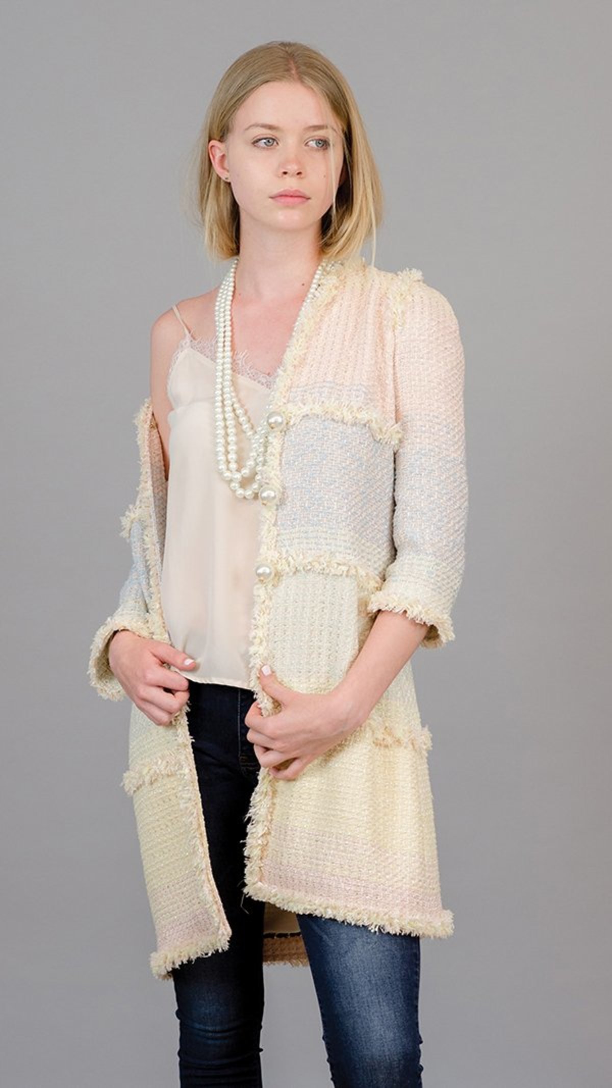 Edward Achour Paris Mid Length Coat with Pearls | Garmentory