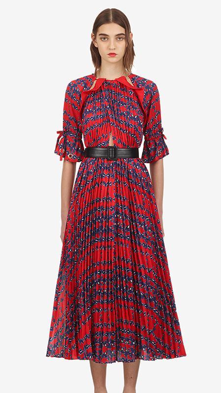 self portrait arrow print midi dress