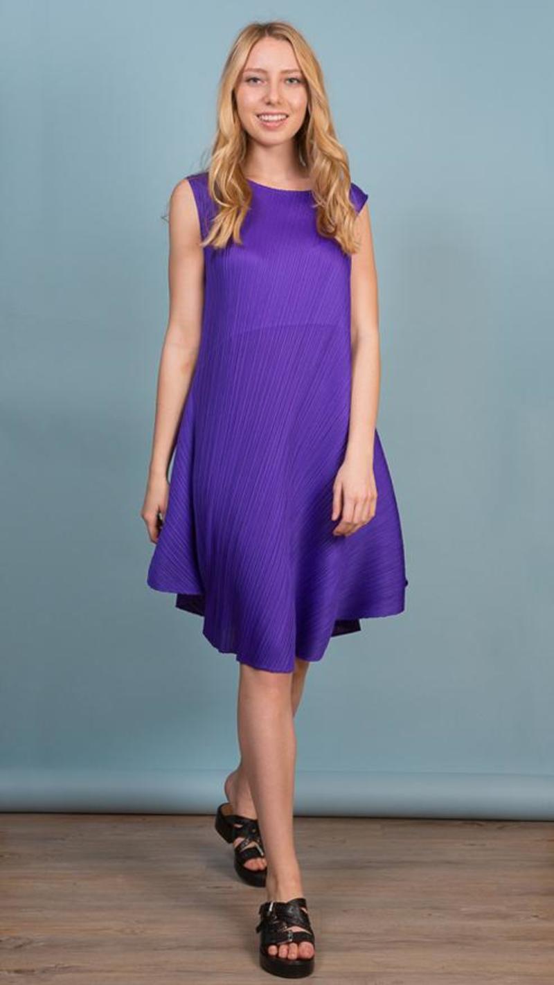 Issey Miyake Pleats Please Flat Circle Fit-&-Flare Dress - Purple |  Garmentory