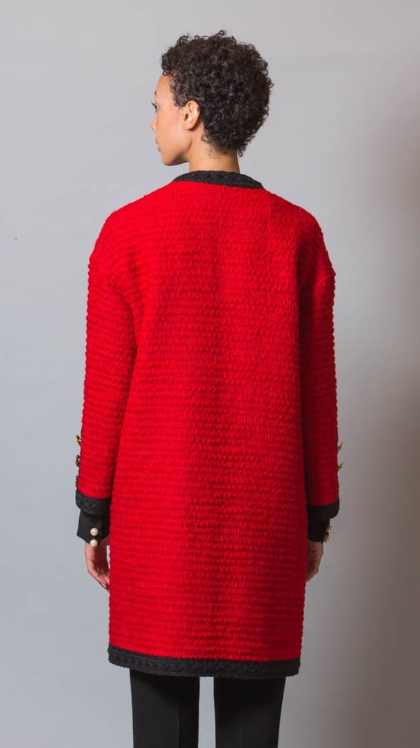 Edward Achour Red and Navy Checked Tweed Dress 434015/1611D main image 1