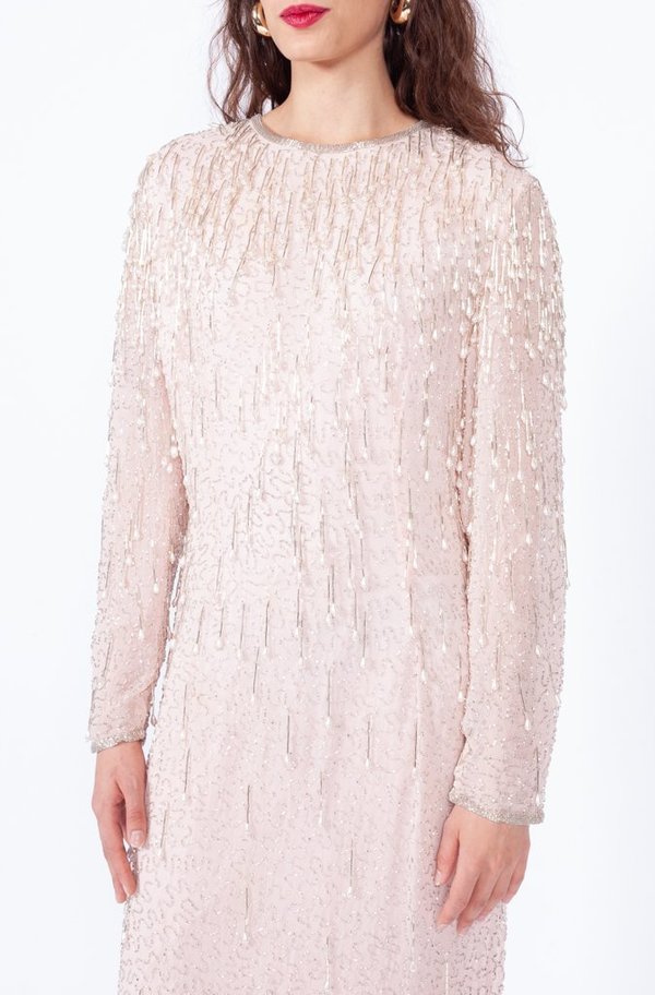 Yo Vintage! Beaded Tassel Dress - Pink | Garmentory