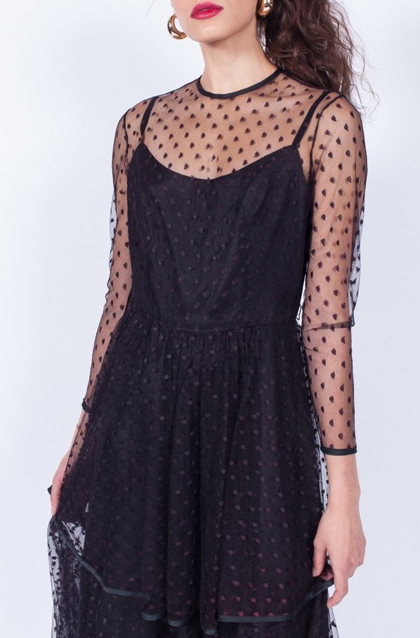 chinese dress ladies Edikted Women's Brielle Polka Dot Lace Mini Dress