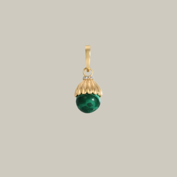Adina Reyter Groovy Malachite + Diamond Cone Hinged Charm Y14 | Garmentory